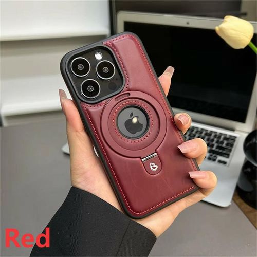 Luxurious Magnetic PU Leather Stand iPhone Case (12–16 Series) | MagSafe Wireless Charging | Premium Leather Cover Ghana