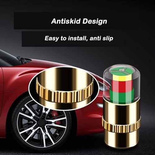 8PCS Automotive Pressure Monitor Valve Caps - For Mid-Duty, Compact & Motorcycles, Bicycles - Compatible with Tire Pressure Monitoring (Copper Core)