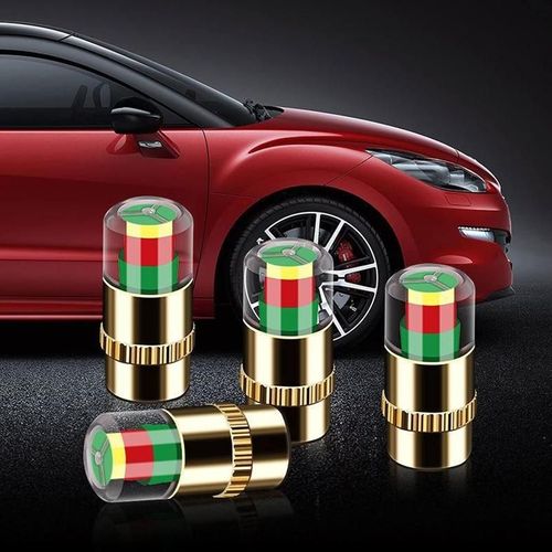 8PCS Automotive Pressure Monitor Valve Caps - For Mid-Duty, Compact & Motorcycles, Bicycles - Compatible with Tire Pressure Monitoring (Copper Core)