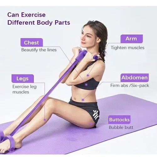 Pedal Resistance Band– 4 Tube Pedal Ankle Puller for Home Workout, Yoga & Strength Training