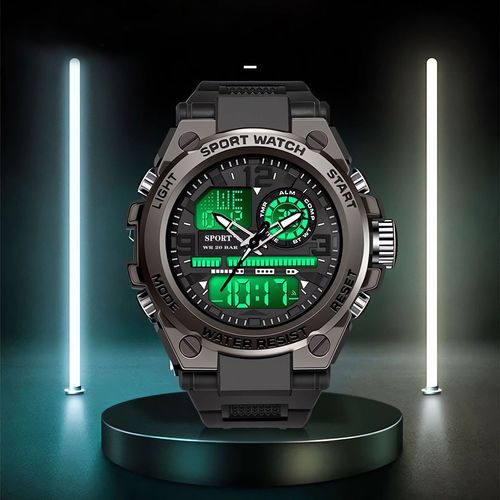 Wolverine Upgraded Men's Sports Watch, Dual-Display Digital-Analog, Waterproof, Backlight, Multifunctional Outdoor Electronic Watch