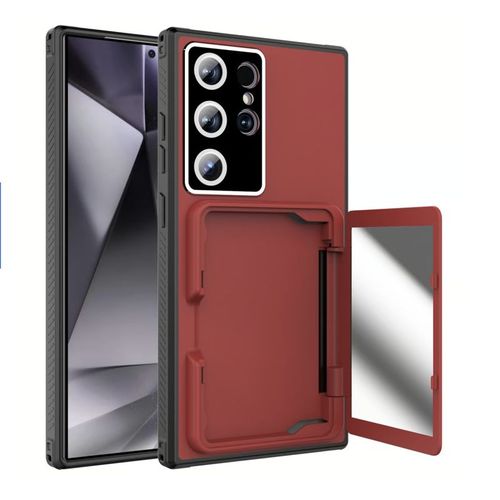 Mirror Wallet Case 2 in 1 Protective Cover with Card Holder for Samsung Galaxy S25 Ultra S24 Ultra S23 Ultra S22 S21