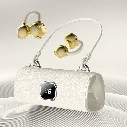New LED Digital Display BT Earphones Trendy Colors Women's Style Earbuds Sports Ear Clip with Silicone Lanyard