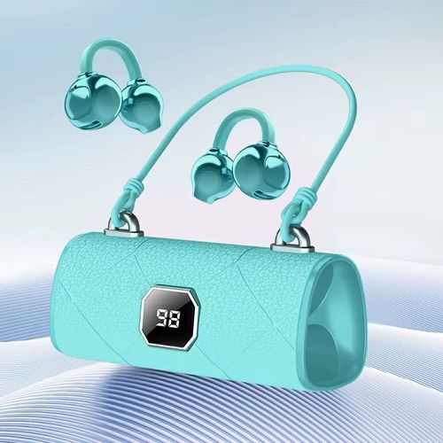 New LED Digital Display BT Earphones Trendy Colors Women's Style Earbuds Sports Ear Clip with Silicone Lanyard