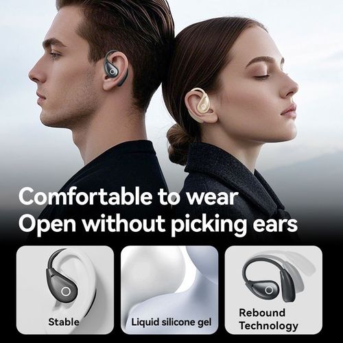 Open-Ear TWS Headphones with LCD Touch Screen, 60H Battery & Directional Sound (Bluetooth 5.4)