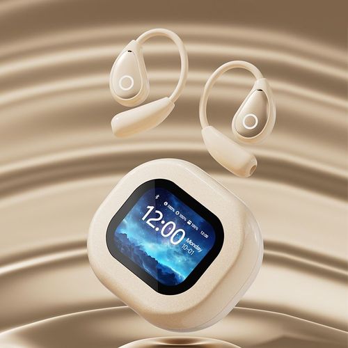 Open-Ear TWS Headphones with LCD Touch Screen, 60H Battery & Directional Sound (Bluetooth 5.4)