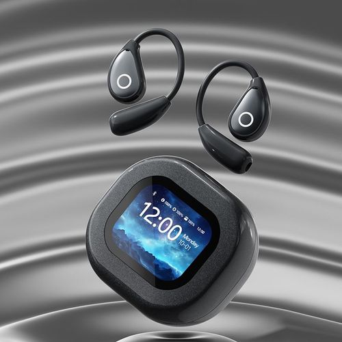 Open-Ear TWS Headphones with LCD Touch Screen, 60H Battery & Directional Sound (Bluetooth 5.4)