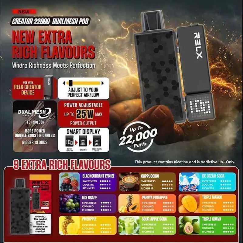 RELX拋棄式電子煙 20000口搭配大容量，補貨與續用更好評估