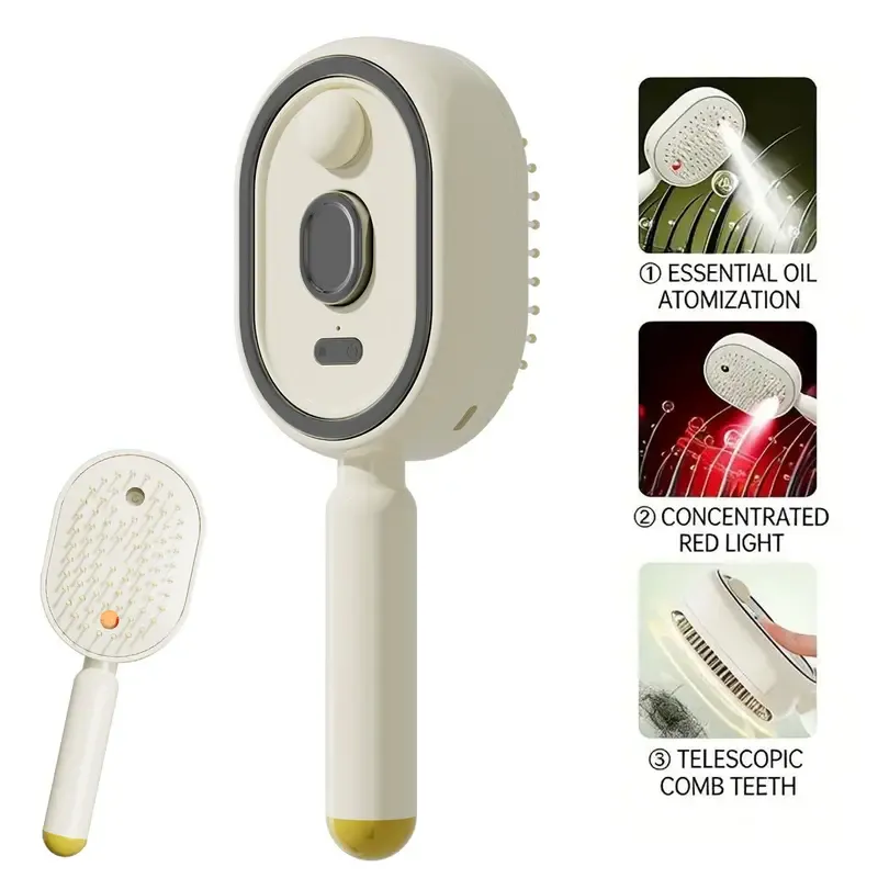Electric spray air cushion massage comb, self-cleaning, anti-tangling, anti-static, with a hairbrush attachment, combined with essential oil atomizing aromatherapy, cares for hair, a gift for ladies, Scalp Brush, Anti tangle brushes