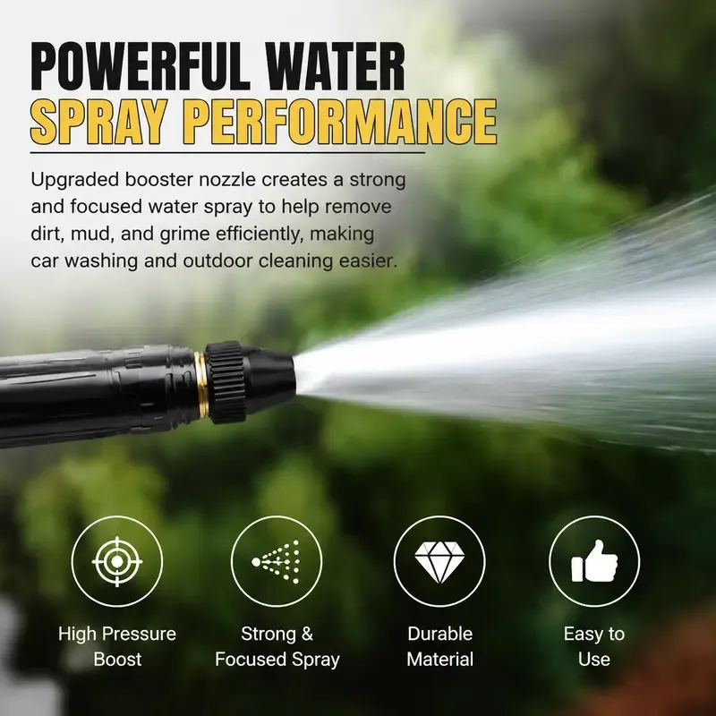 Heavy-Duty Metal Water Gun Nozzle 1-Pack, High-Pressure Car Wash Tool with 8 Adjustable Spray Patterns, Comfortable Thumb Flow Control, Universal Hose Connection for Outdoor Cleaning, Lawn Watering