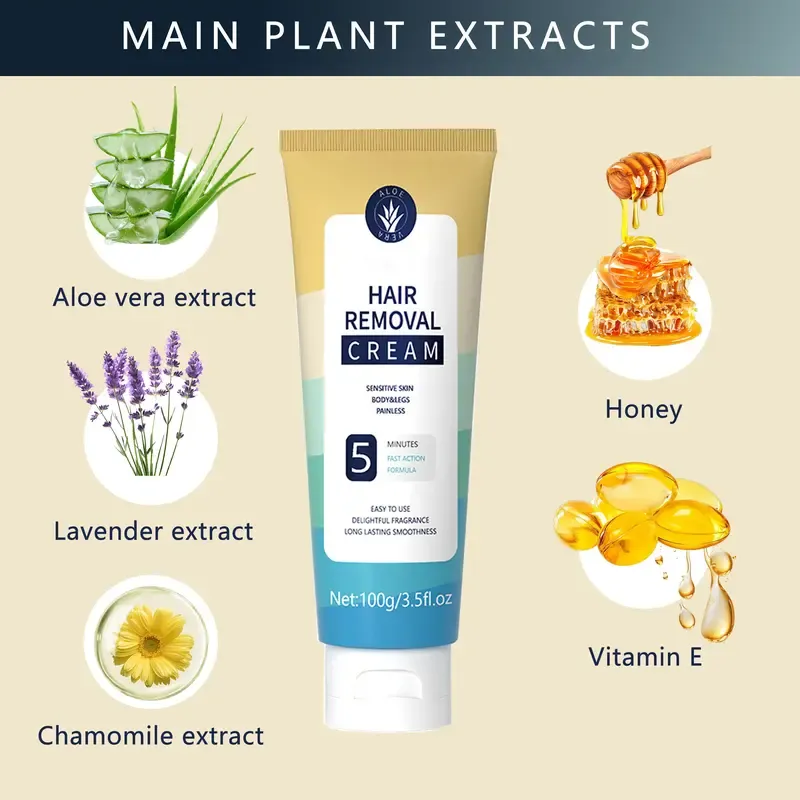 UMEX Painless Fast-Acting Body Hair Remover Cream - 100ml Unisex Gentle Razor Alternative, 8-min Dissolve, Aloe & Olive Oil Softening, Smooth Results for Legs & Arms (Not for Scalp Use)
