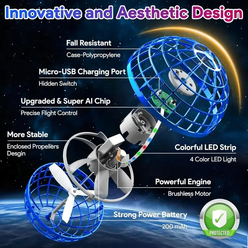 2026 Cosmic Flying Orb Hand Controlled Boomerang Hover Drone | Galactic Fidget Spinner + Outdoor Fun | Epic Gift for 6-12+ Kids & Teens! gift choices, party toys, cool gifts, family fun, Christmas gifts。