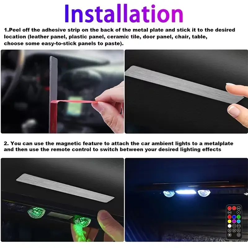 Starlight RGB Car Interior Lights (2-4PCS) - Wireless or Wired Music Sync LED Atmosphere Projector, Must-Have Car Aesthetic for Home & Party
