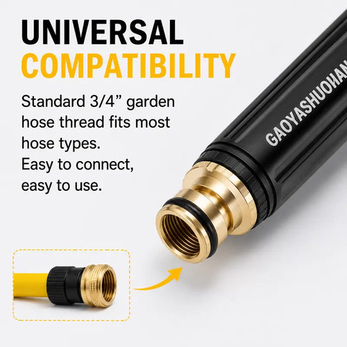 Heavy-Duty Metal Water Gun Nozzle 1-Pack, High-Pressure Car Wash Tool with 8 Adjustable Spray Patterns, Comfortable Thumb Flow Control, Universal Hose Connection for Outdoor Cleaning, Lawn Watering