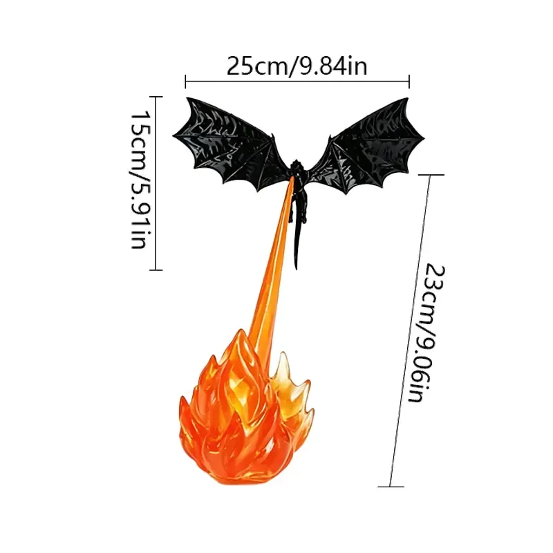 3D Printed Fire-Breathing Dragon Book Corner Light - Lightweight Luminous Magical Home Decor Ornament, Gothic Fantasy Figurine with Glowing Simulated Flame, Desktop Bookshelf Decor Gift for Book Lovers