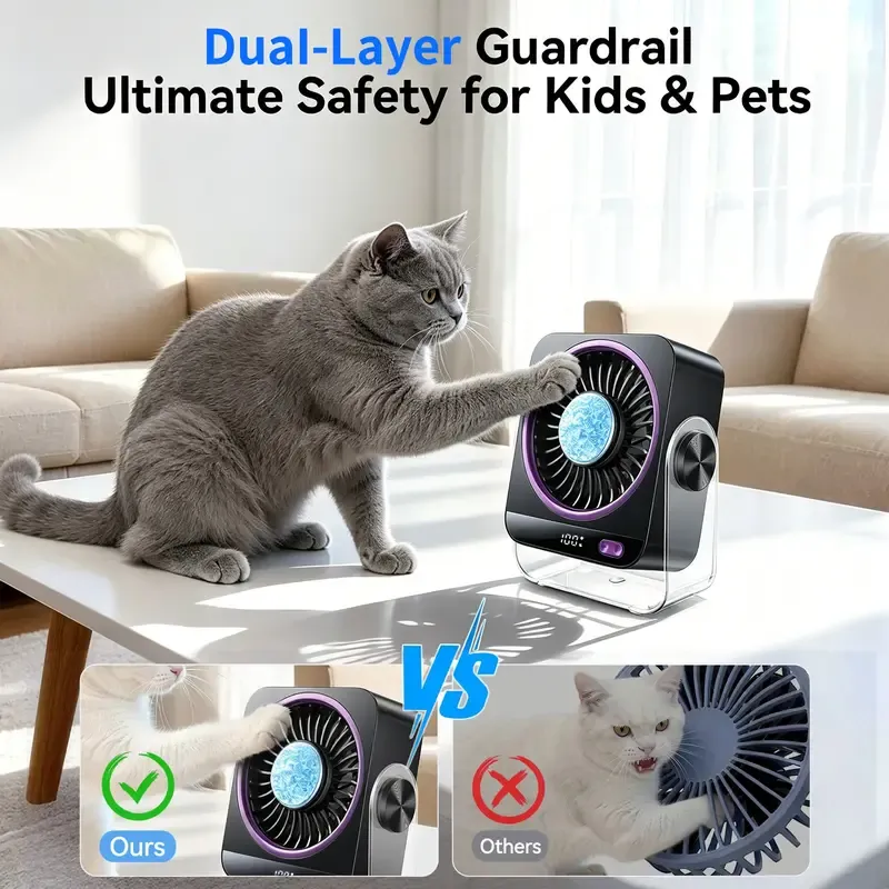 Portable Fan, Cool Tech Gadgets Compact USB-Powered Mini Portable Fan with 199 Speeds Turbo Airflow, Digital Display, Ultra Quiet USB Rechargeable for Bedroom, Office Travel, Cooling Sleep