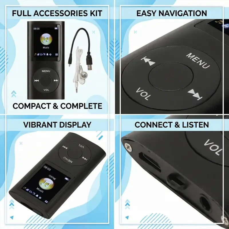 Compact Multi-Function MP3 Player - Portable Digital Audio Device with LCD Screen, No Built-In Memory (TF Card Not Included), Headphone Jack, Offline Playback, Audios Support, Headphones Compatible, Student Tools, Gifts for Adults Mens Gifts,familyfun
