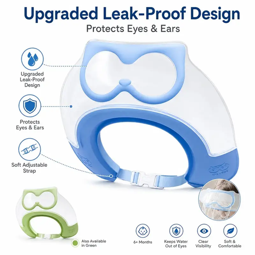 2026 Upgrade Adjustable Baby Shower Cap with Clear Splash Guard, Soft Reusable Shampoo Visor, Eye & Ear Protection Bath Accessory for Toddlers