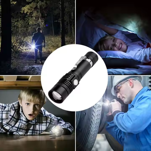 Diode Flashlight USB Rechargeable Flash Waterproof Scalable Portable Flashlight