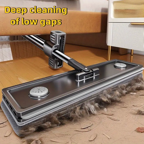 Set Bucket Stainless Steel Flat Mop and Long Handle, Multi-Surface Wet & Dry Floor Cleaning System, Durable Rotating Mop, with Cleaning Supplies and Tools for Kitchen, Bathroom, Living Room, Bedroom, and Toilet Dusting