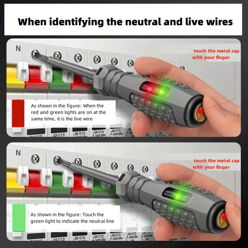 2pcs Detection Circuit Voltage Tester for Home Use with Smart Sensing, Featuring High Torque And Bright Light to Distinguish Between Neutral And Live Wires, Capable of Testing Circuit Continuity, Includes a Flathead And Ten Screwdriver Heads.