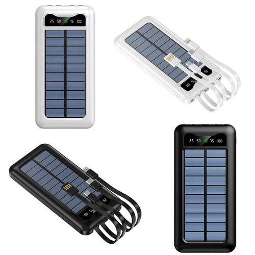 New Solar Mobile Power 10000 mAh Portable Mobile Charger with Built-in Cable Mobile Power for All Cell Phone OEMs