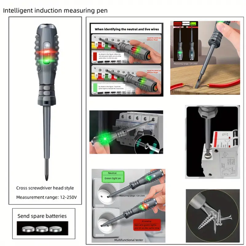 2pcs Detection Circuit Voltage Tester for Home Use with Smart Sensing, Featuring High Torque And Bright Light to Distinguish Between Neutral And Live Wires, Capable of Testing Circuit Continuity, Includes a Flathead And Ten Screwdriver Heads.