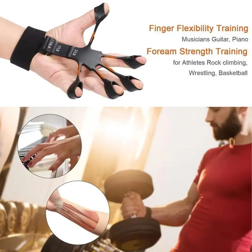 Silicone Finger Exerciser and Hand Grip Strengthener - 1 Pack, Adjustable Resistance Forearm Trainer for Muscle Building, Flexibility, Rehabilitation, Finger Strength Training for Musicians, Athletes