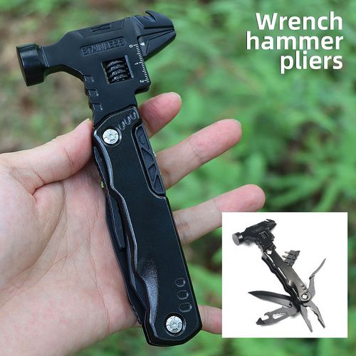 Multi Functional 16 in One Car Tool, Window Breaker, Hammer, Stainless Steel Tool, Knife Pliers, Sheep Horn Hammer