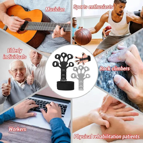 Silicone Finger Exerciser and Hand Grip Strengthener - 1 Pack, Adjustable Resistance Forearm Trainer for Muscle Building, Flexibility, Rehabilitation, Finger Strength Training for Musicians, Athletes