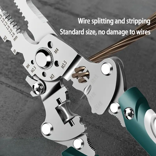 Stainless Steel Foldable Electrician'S Wire Stripping Pliers, a Multifunctional Tool for Stripping, Cutting, Splitting Wires, As Well As for Wrenching, Screwing, Cutting, And Crimping, Featuring a Comfortable Non-Slip Grip, Suitable for Various Scenarios at Home And on Construction Sites.