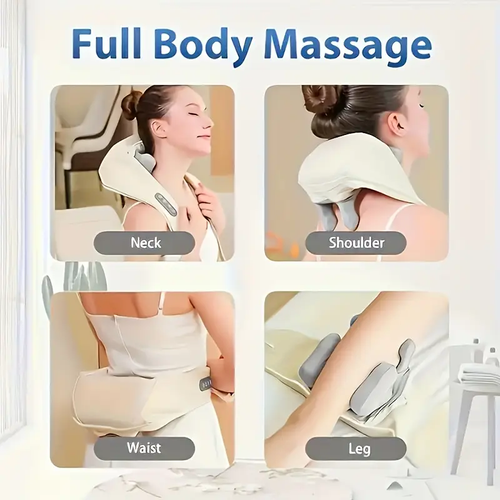 Versatile Massage Shawl with Heat - USB Rechargeable, Multi-Function Neck & Shoulder Relief Device for Back, Waist, and Neck