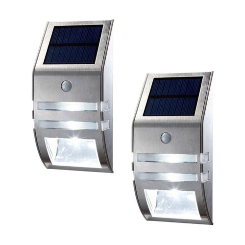 Solar 2LED Stainless Steel PIR Body Sensor Wall Light Stairway Aisle Lights