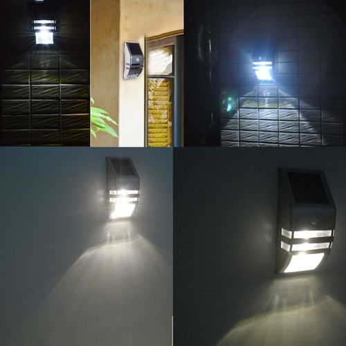 Solar 2LED Stainless Steel PIR Body Sensor Wall Light Stairway Aisle Lights