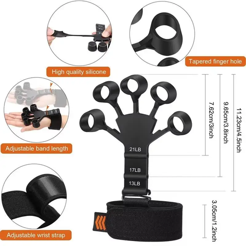 Silicone Finger Exerciser and Hand Grip Strengthener - 1 Pack, Adjustable Resistance Forearm Trainer for Muscle Building, Flexibility, Rehabilitation, Finger Strength Training for Musicians, Athletes