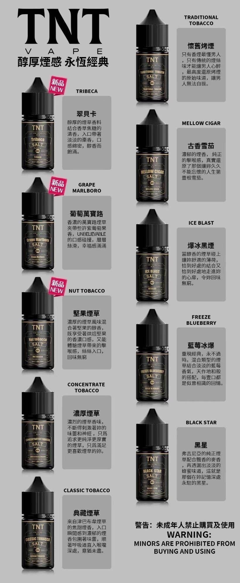 TNT 原装进口小烟油，官方正品保障无虞！购五即享赠一特惠，丰富多元口味任您选，高纯度丁盐品质卓越，现货直供速达！