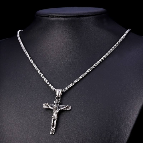 Hip Hop Jewelry 18K Gold Plated Religious Cross Necklace Jesus Pendant Jewelry Chain for Men and Women