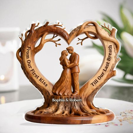 Personalized Couple Heart Tree Acrylic Plaque | From First Kiss Till Last Breath Wedding Anniversary Keepsake