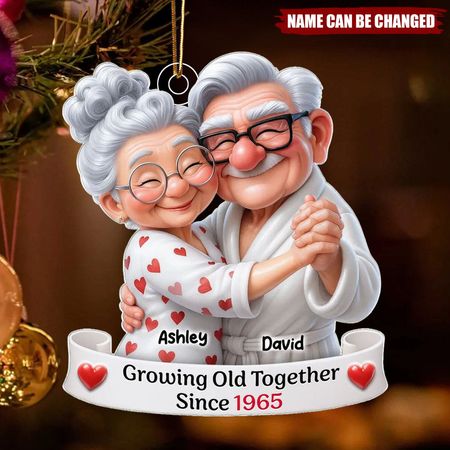 Growing Old Together Personalized Old Couple Dancing Acrylic Ornament