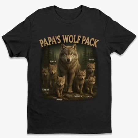 Papa's Wolf Pack - Family Personalized Custom Unisex T-shirt, Premium T-shirt