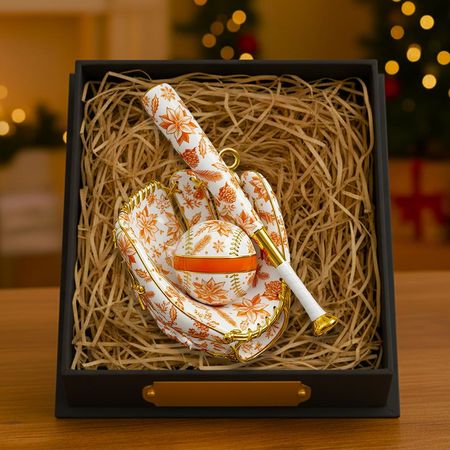 Baseball Toile de Jouy Christmas Ornament Personalized Gifts For Baseball Lovers