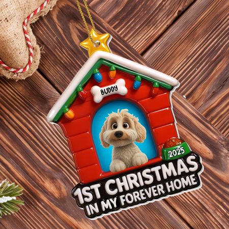1st Christmas In My Forever Home, Dog Ornament - Personalized Custom Acrylic Ornament, Christmas Gift