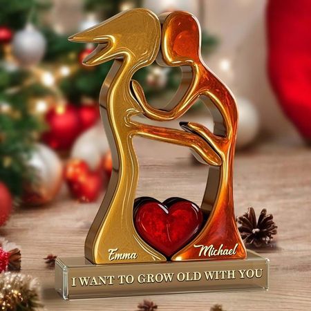 I Want to Grow Old With You - Personalized Couple Custom Shaped Acrylic Plaque