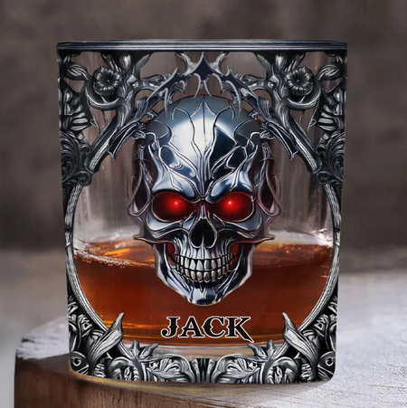 Skeleton Gothic Favorite Spirit Is Whiskey - Personalized Whiskey Glass