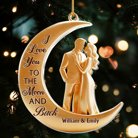 I Love You To The Moon And Back - Personalized 1-Layer Acrylic Ornament