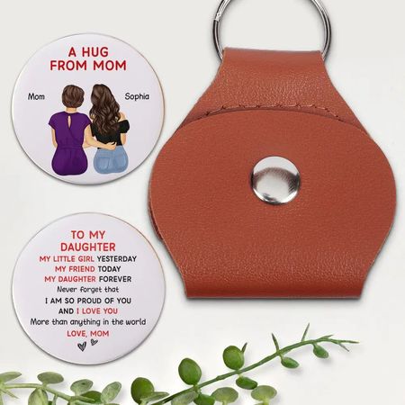 A Hug From Mom - Personalized Leather Pocket Hug