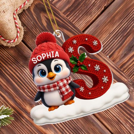 Celebrate The Holiday Spirit With Penguin And Snow - Personalized Custom Acrylic Ornament, Christmas Gift