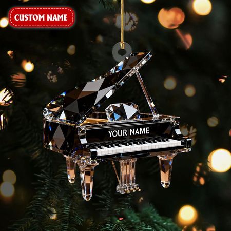 Customized Piano Crystal Effect Acrylic Ornament, Pianist Gift, Piano Christmas Music Theme Decor