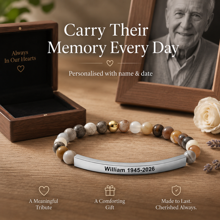 Personalised Memorial Bracelet with Engraved Name & Date