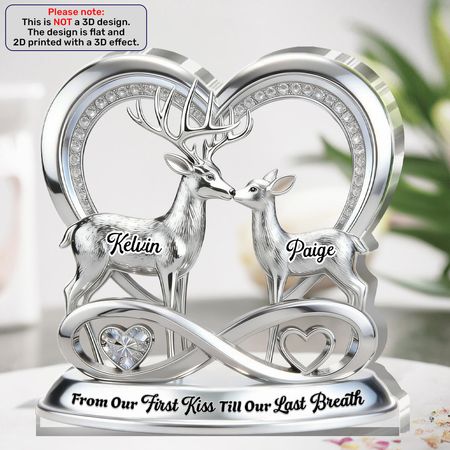 Personalized God Blessed the Broken Road Acrylic Plaque | Custom Name Deer Couple Infinity Heart Keepsake